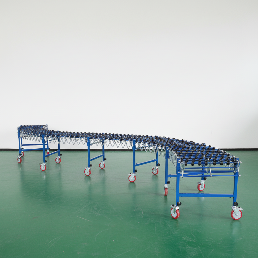 Fruit Box Unloading Retractable Heavy-Duty Gravity Expandable Skate Wheel Conveyor For Truck