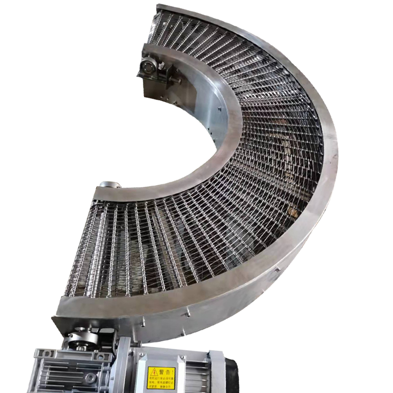 Food Grade Customized 45/90/180 Degree Curved Balanced Weave Double Spiral Wire Mesh Belt Turning Conveyor