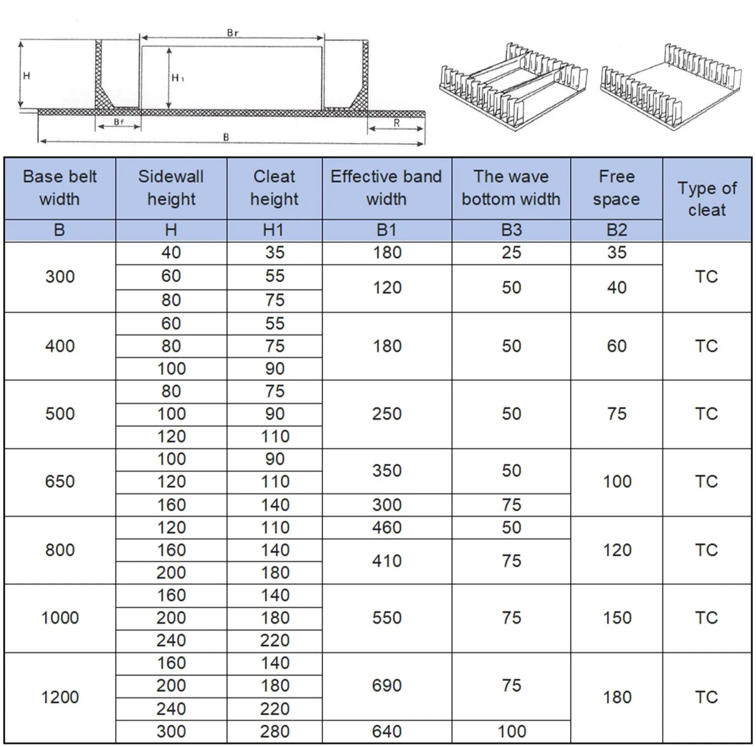 Conveyor Belt Specification Diagram