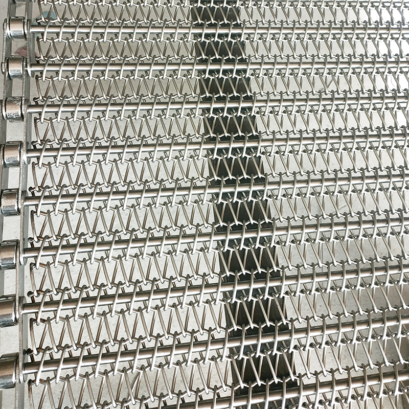 High Temperature 304 Stainless Steel Spiral Wire Mesh Bakery Flat Chain Conveyor Belts Decorative Net
