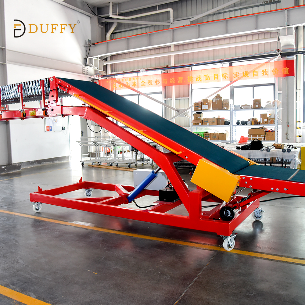 Hot Sale Custom PVC Powered Roller Conveyor For Truck Container Warehouse Adjustable Climbing Conveyor For Loading Unloading