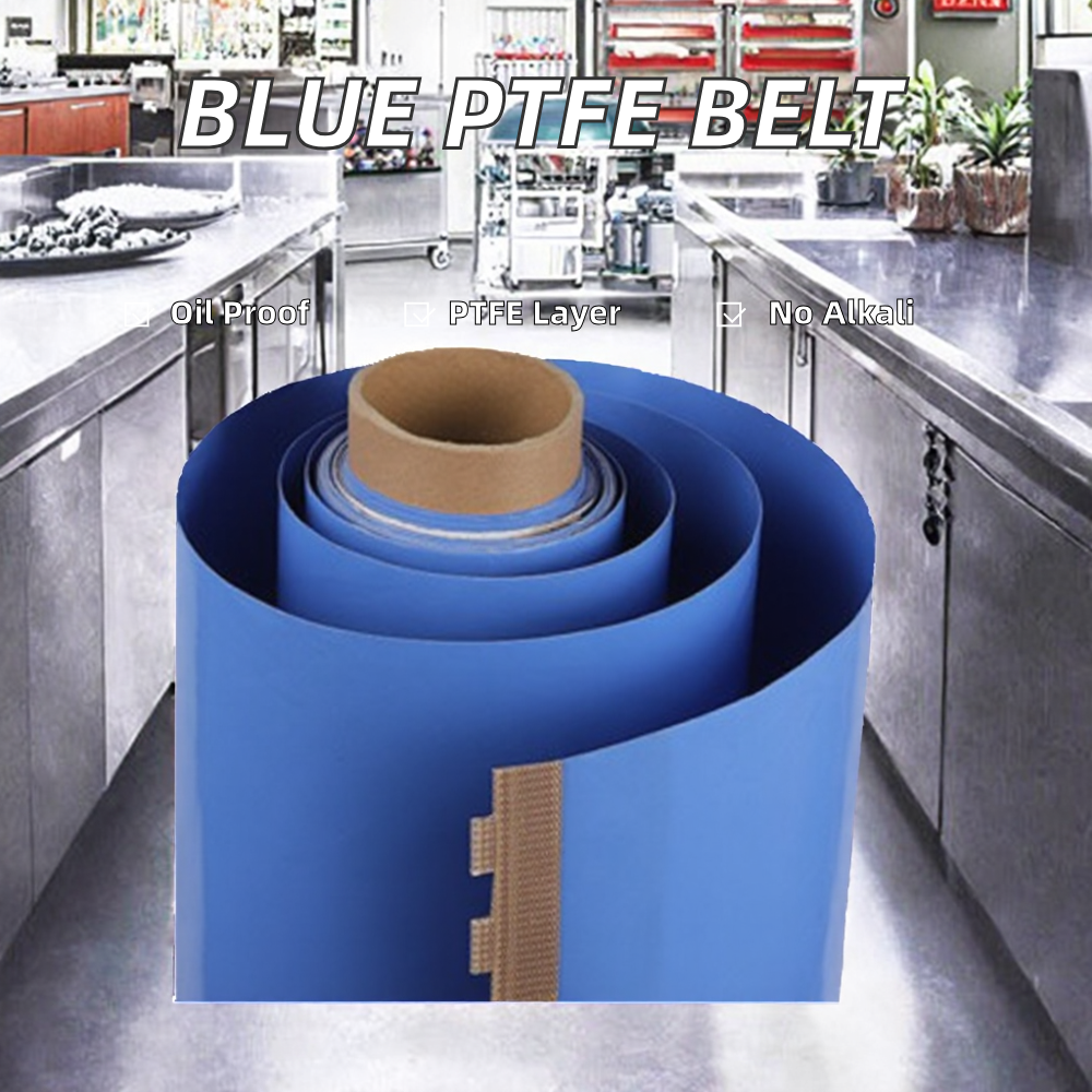 High Quality Blue PTFE Food Grade Plain Woven Conveyor Belt Oil Resistance