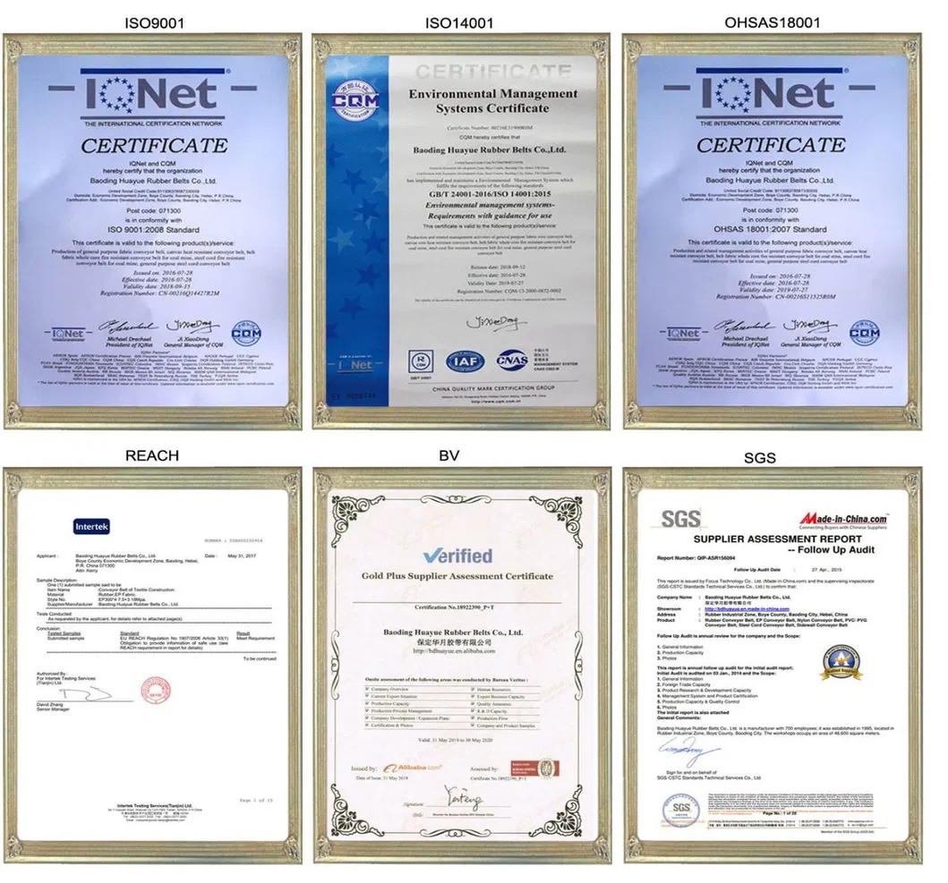 Conveyor Belt Certificate