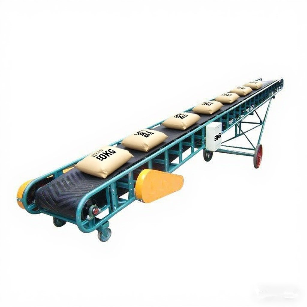 Rubber Belt Conveyor System Low Price Conveyor Belt For 50kg 25 Kg 100kgs Bags Cartons For Truck Loading And Unloading