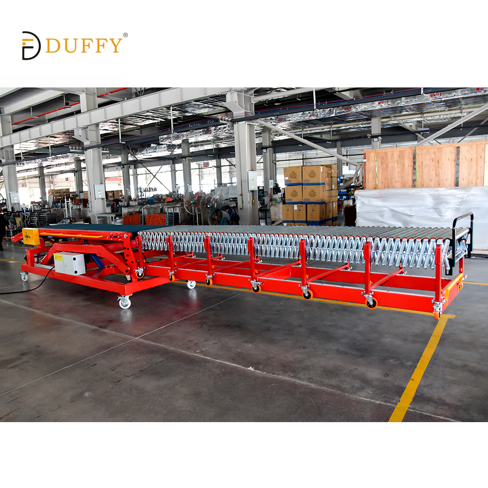 Hot Sale Custom PVC Powered Roller Conveyor For Truck Container Warehouse Adjustable Climbing Conveyor For Loading Unloading