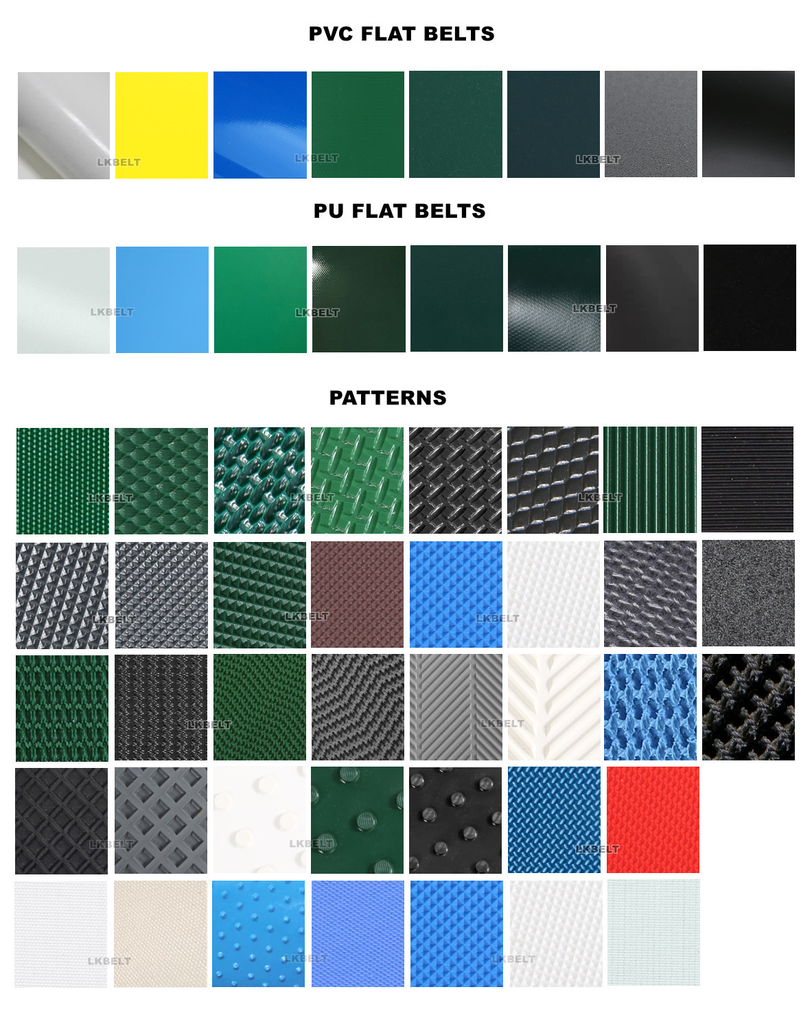 PVC Dark Green Matte Flat Industrial Conveyor Belt Wear Resistant High Transmission Efficiency