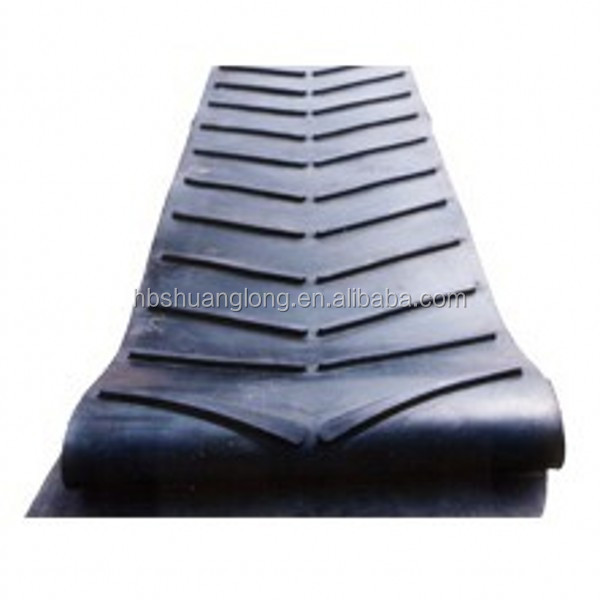 Steep Angle Profiled Surface Chevron Rubber Conveyor Belt,Herringbone Fishbone U Shape Column Pattern Conveyor Belt Manufacturer