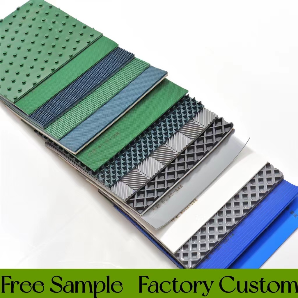 Patterned Custom Sidewall CleatHigh Temperature Resistant PVC PU Conveyor Belt With Conductive Wire
