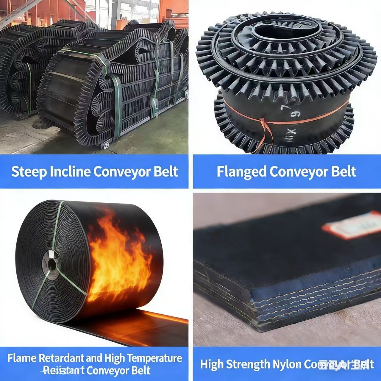 New Adjustable Stainless Steel Reinforced Flame-Resistant Rubber Conveyor Belt for Subsurface Coal Mining Projects