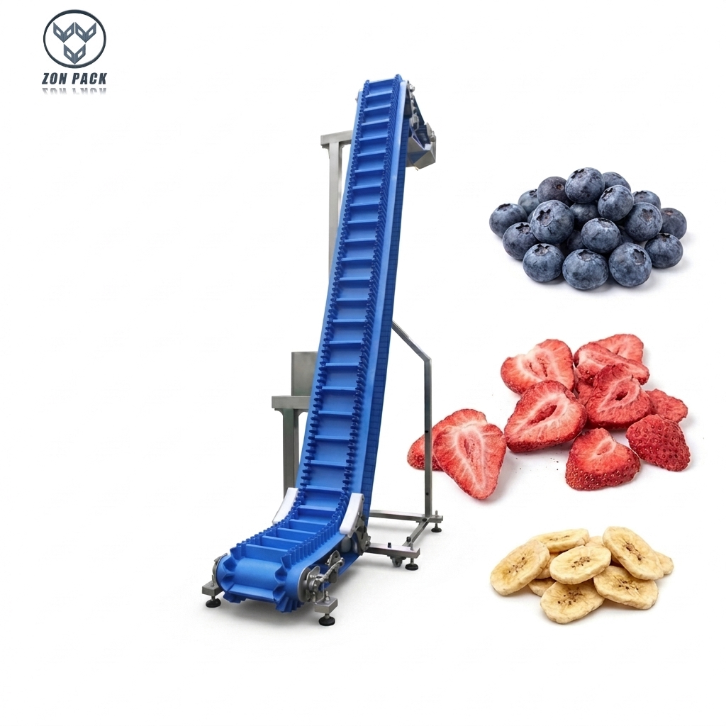 Easy Operate Automatic Food Grade Inclined Food Belt Conveyor for Frozen Fruits