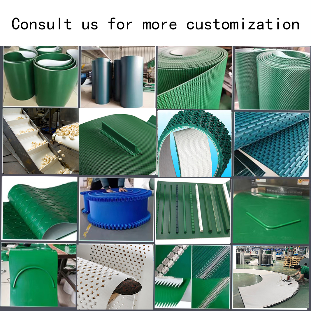 Food Processing Flat Transport Diamond Pattern Blue PU Conveyor Belt