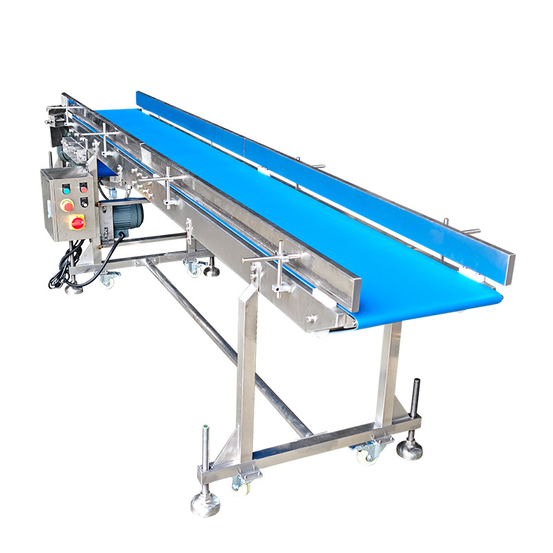 New Adjustable Anti-Bacterial Stainless Steel Food Horizontal Conveyor For Knife Edge Assembly Line With Heat Resistant Belt