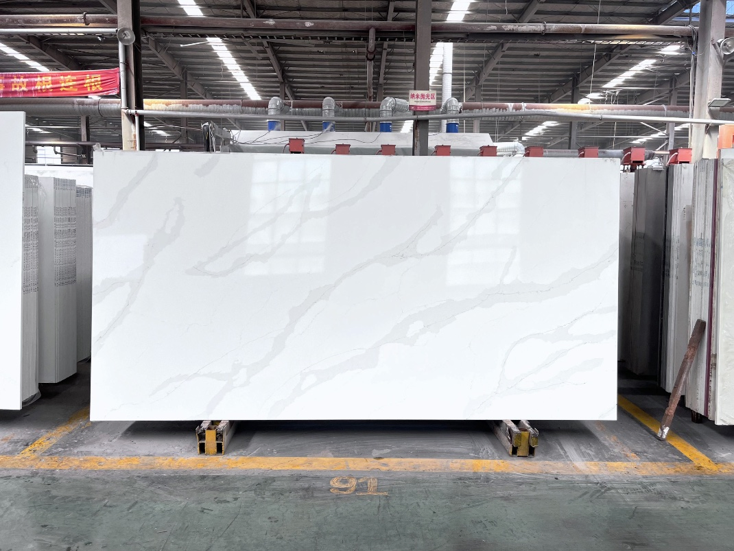 Horizon Quartz Stone Beautiful White Marble Veining Artificial Granite Porcelain Slabs