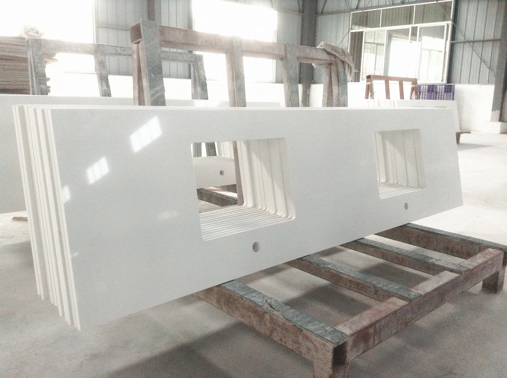 Pure White Non Silica Quartz Countertops for Modern Kitchens and Bathrooms Vanitytop