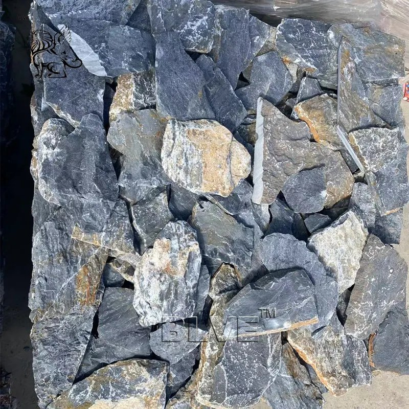 Outdoor Blue Culture Slate Flagstone Exterior Wall Cladding Stone Natural Stack Stone Veener Factory