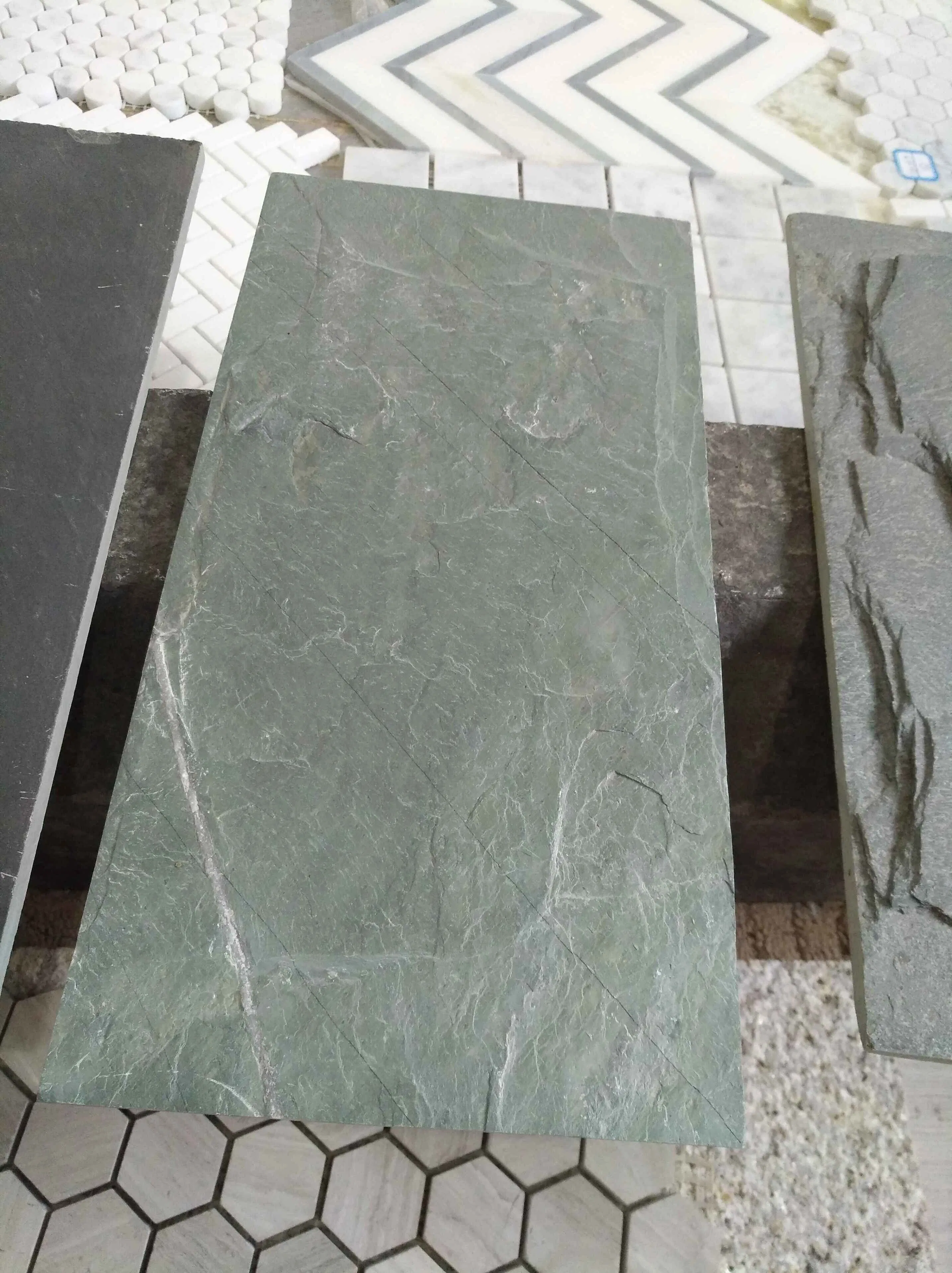 Split Face Ledge Panels Stacked Wall Best Quality Green Slate Cultured Stone