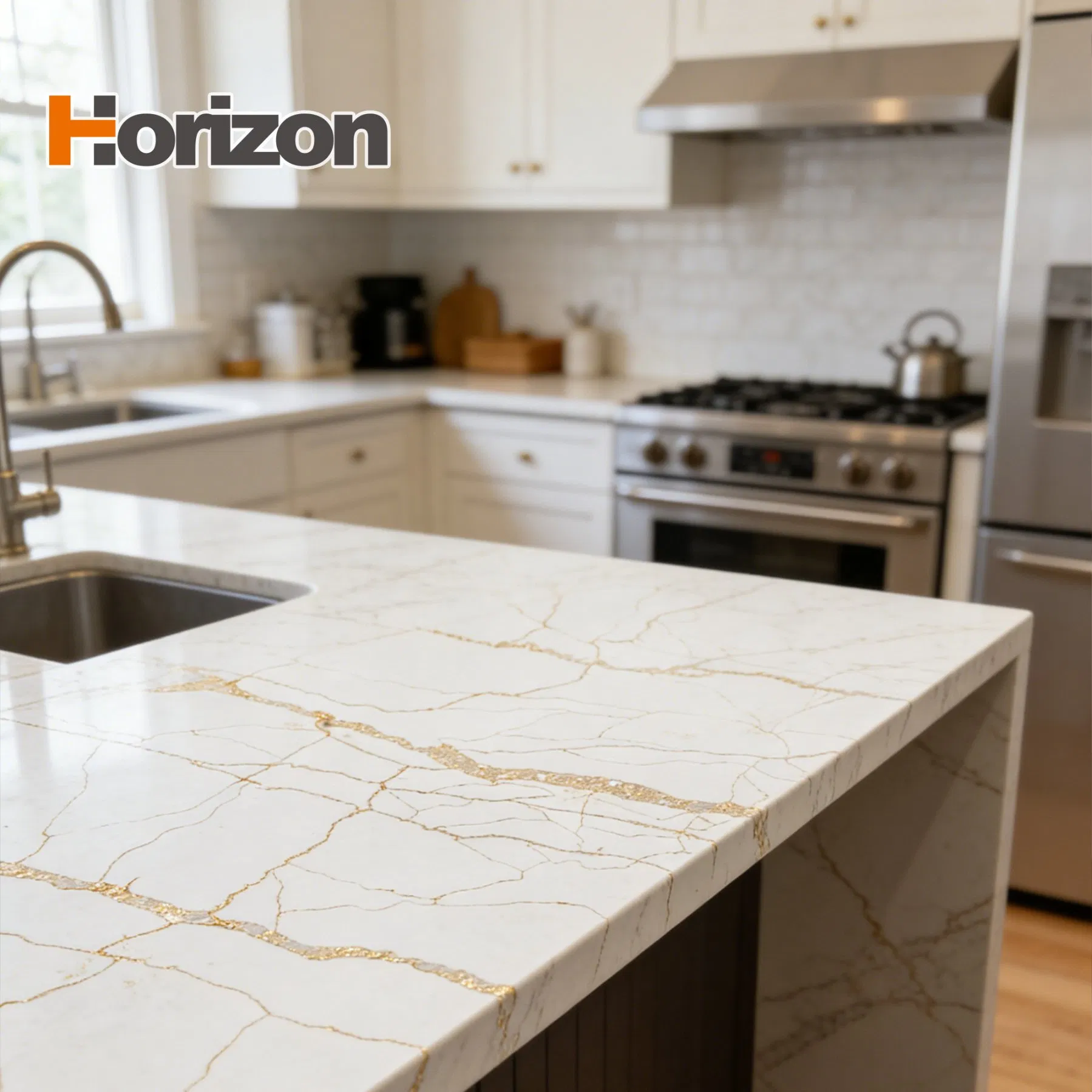 Stunning Gold Veined Imitation Quartz Stone for Home Decor