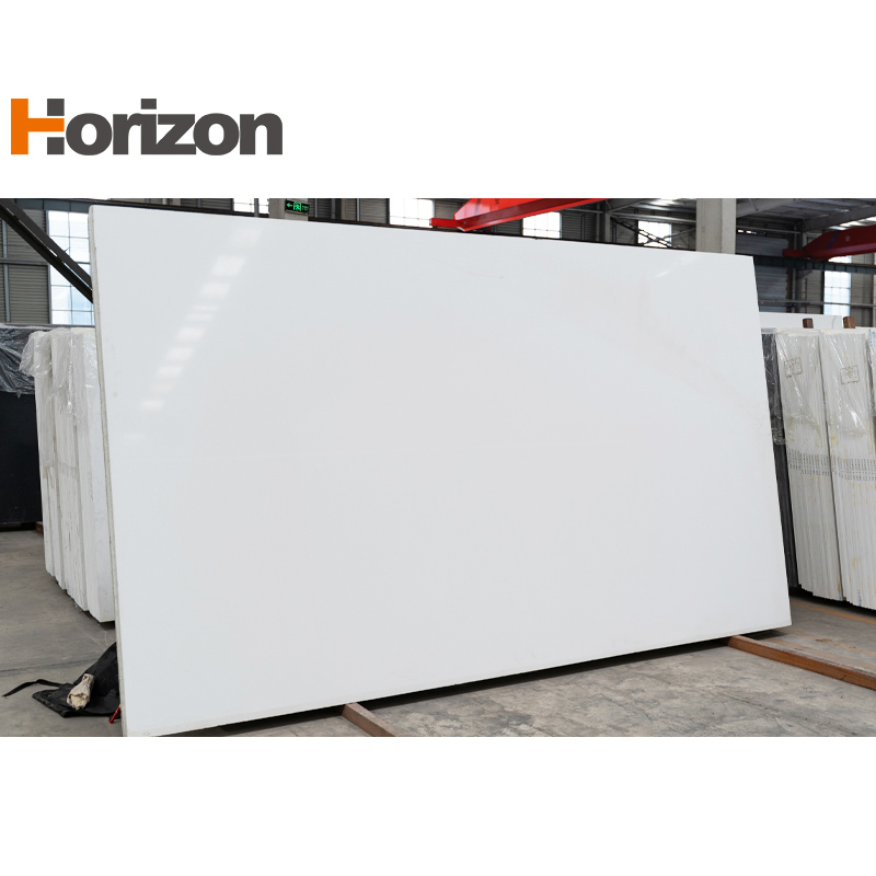 High Glossy Solid Surface Pure White Quartz Stone Kitchen Countertop