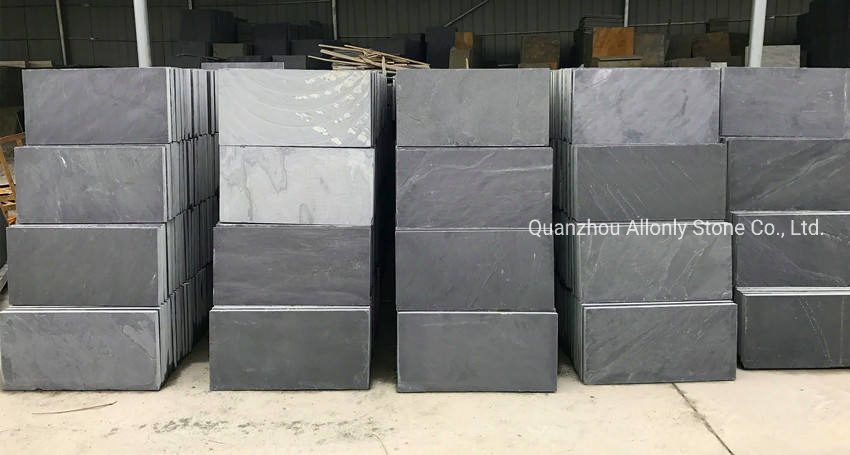 Machina Cut Natural Split Surface Black Slate Flooring Tile for Outdoor Paving Stone