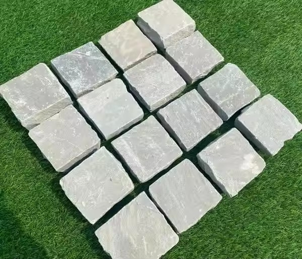 Natural Cubes Cobble Tiles Paving Stone Grey Brown Yellow Red Driveway Patio Paver Sandstone