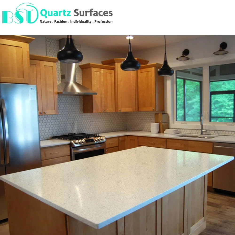 Popular Grey Veined Engineered Quartz Stone for Kitchen Countertops