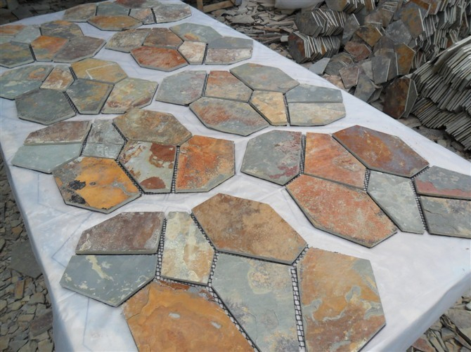 Culture Stone Gray/Black/Gold/Rusty Slate Stone Veneer Paving Stone Flagstone with Net