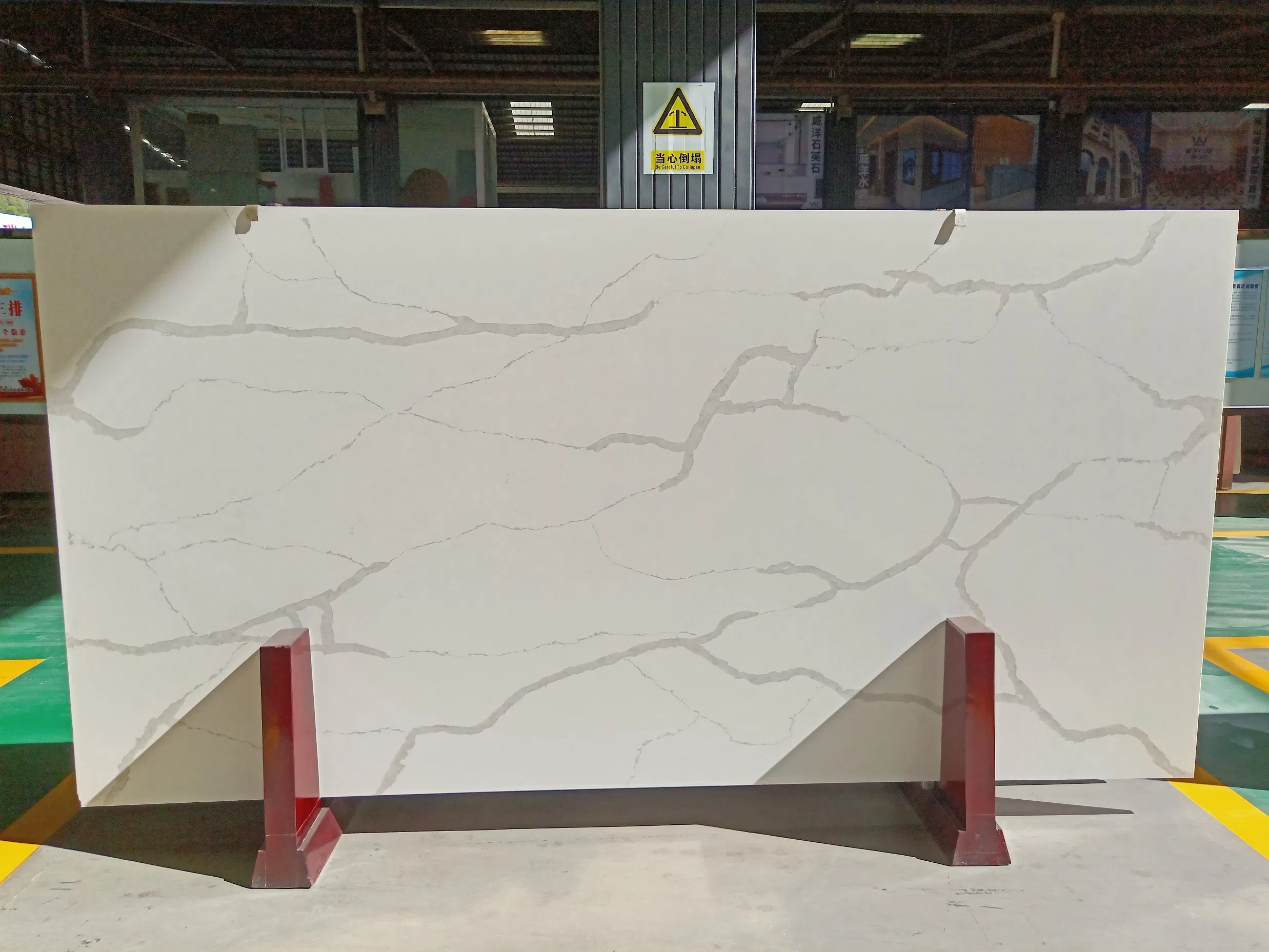 Marble Looking White Veined Quartz Stone Slab for Kitchen Countertop Desktop