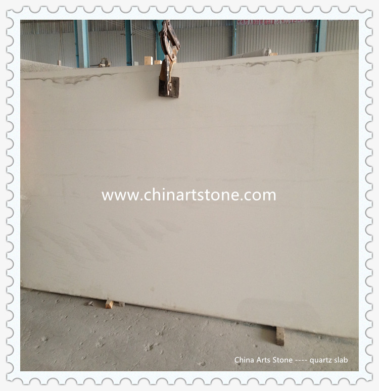 Pure White Slab Quartz for Countertop and Engineering Tile