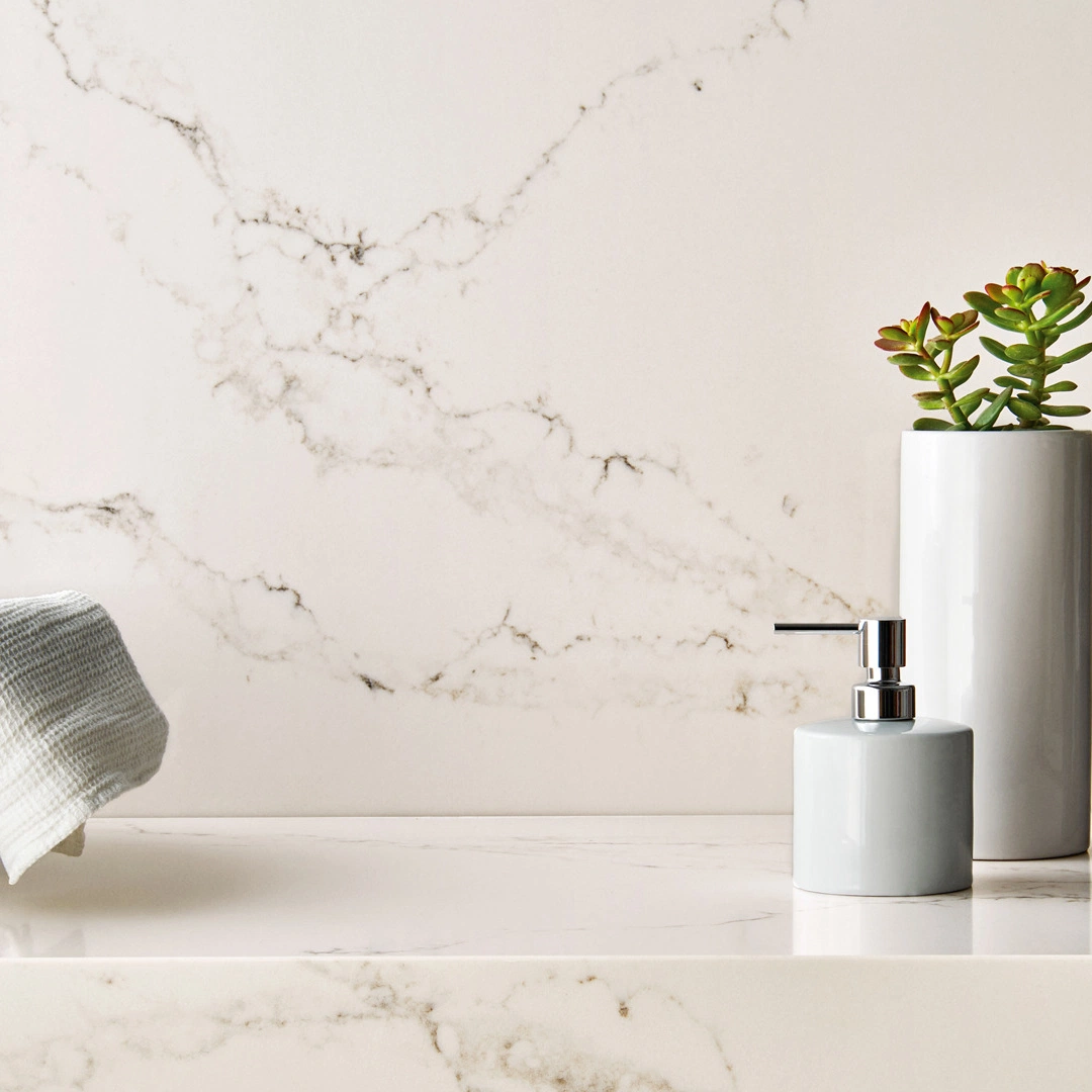 Caesarstone 5111 Statuario Marble Looking Calacatta Veined Quartz Stone Plate