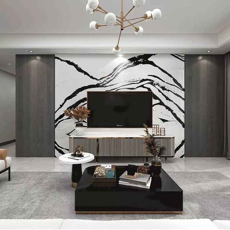 Black and White Quartz Stone with Pattern Calacatta Quartz Slab