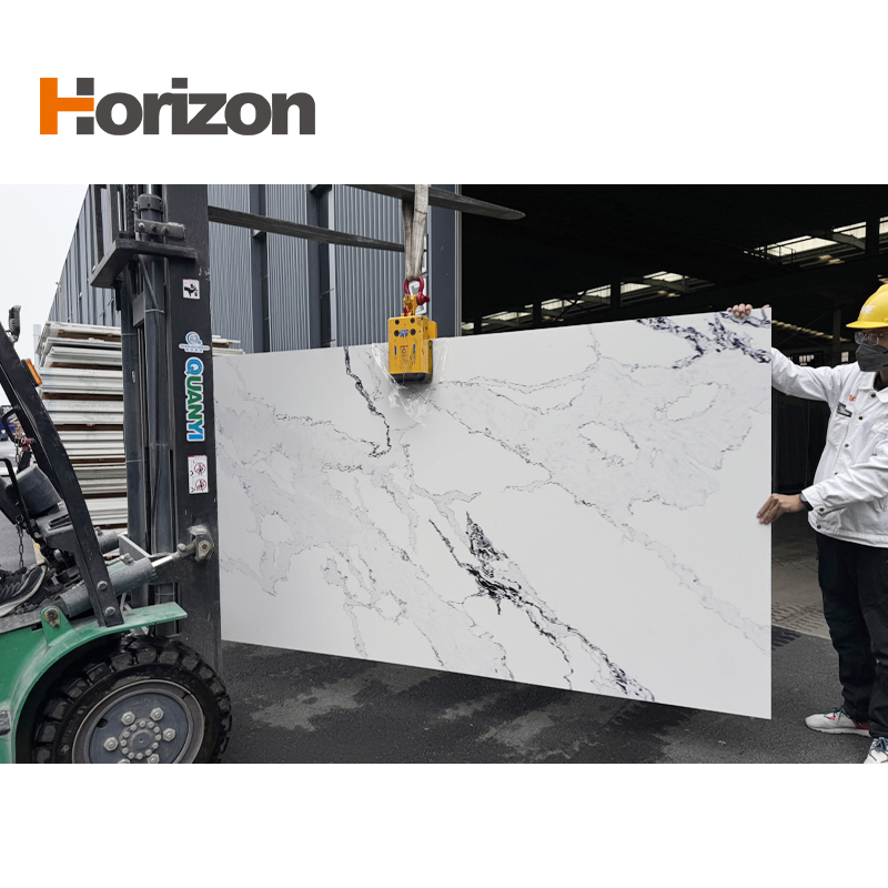 2025 Horizon Surface Polished Artificial Stone Pure White Quartz Slab