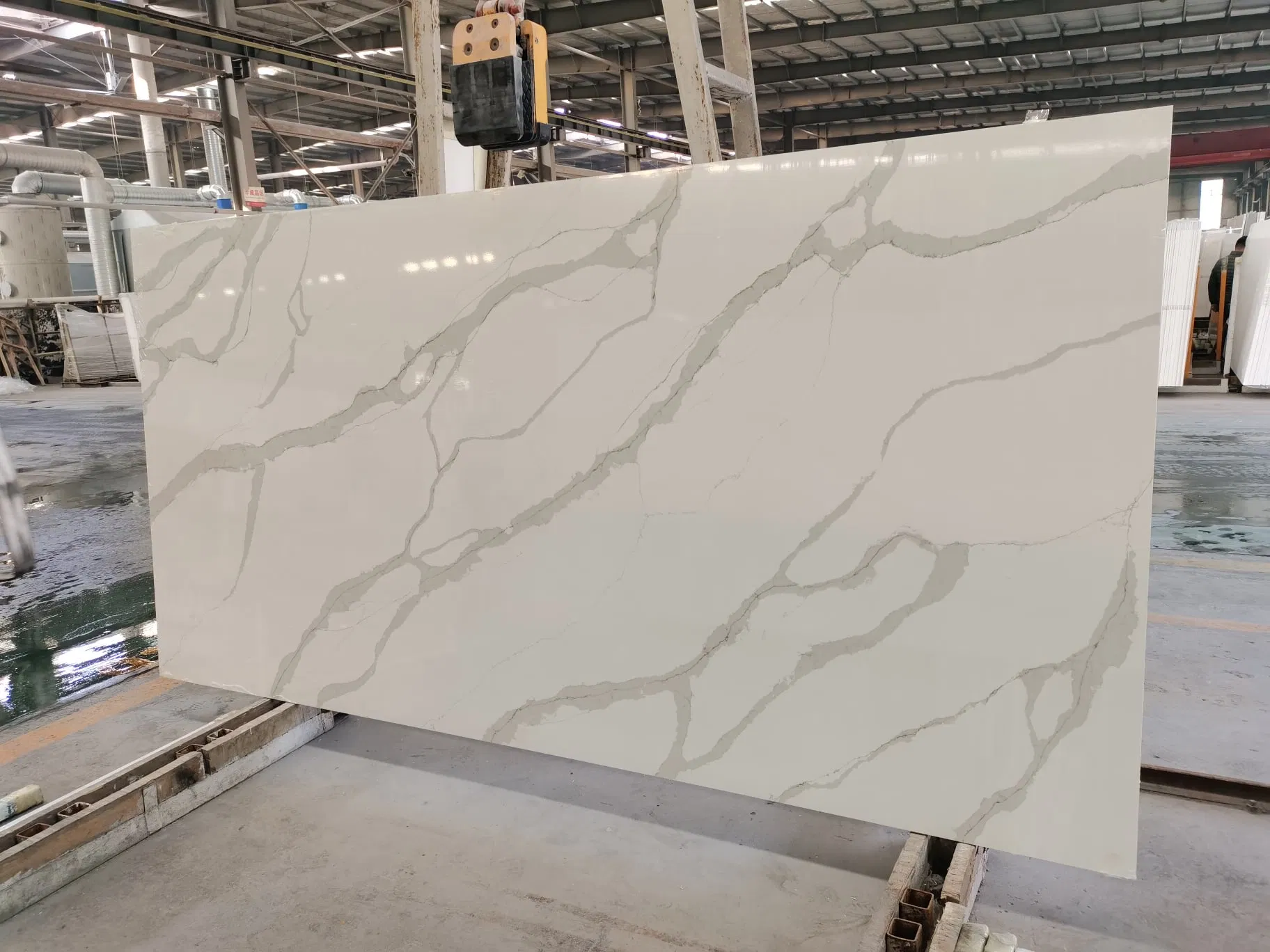 Horizon Quartz Stone Beautiful White Marble Veining Artificial Granite Porcelain Slabs