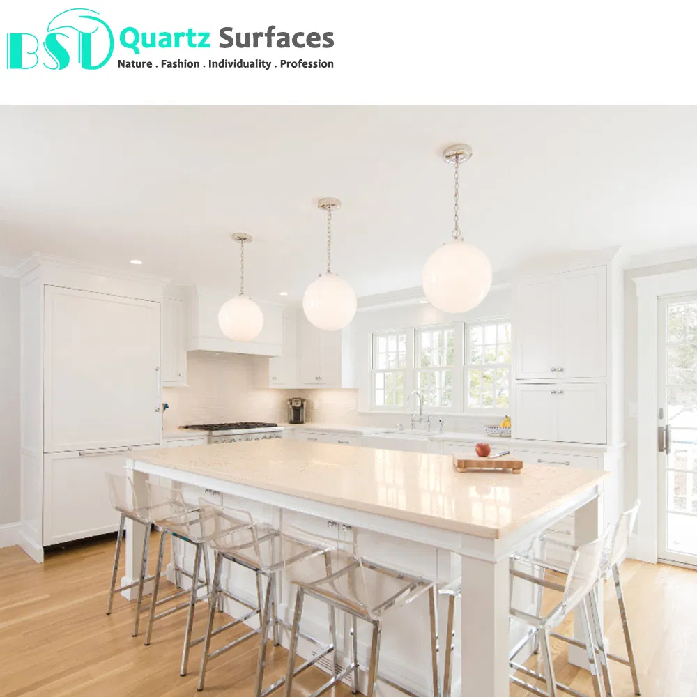 Prefab White Quartz Stone Kitchen Countertop