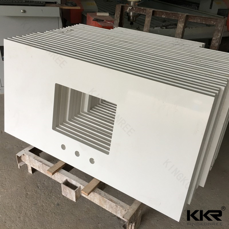 Artificial Stone Marble-Like Solid Surface Stone Bathroom Vanity Top for Hotel Projects