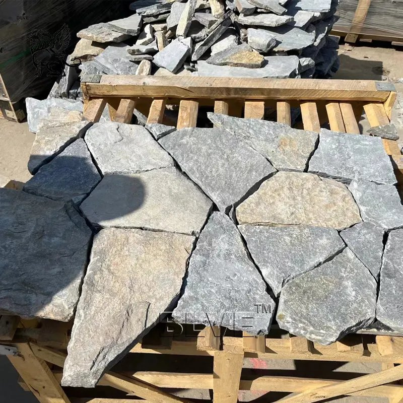 Outdoor Blue Culture Slate Flagstone Exterior Wall Cladding Stone Natural Stack Stone Veener Factory