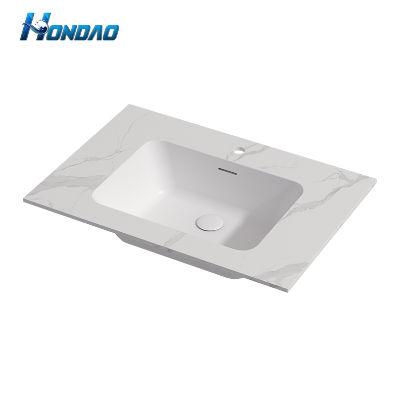 Bathroom Sink Countertop Thin Edge Marble Pattern Artificial Stone Bathroom Vanity Top