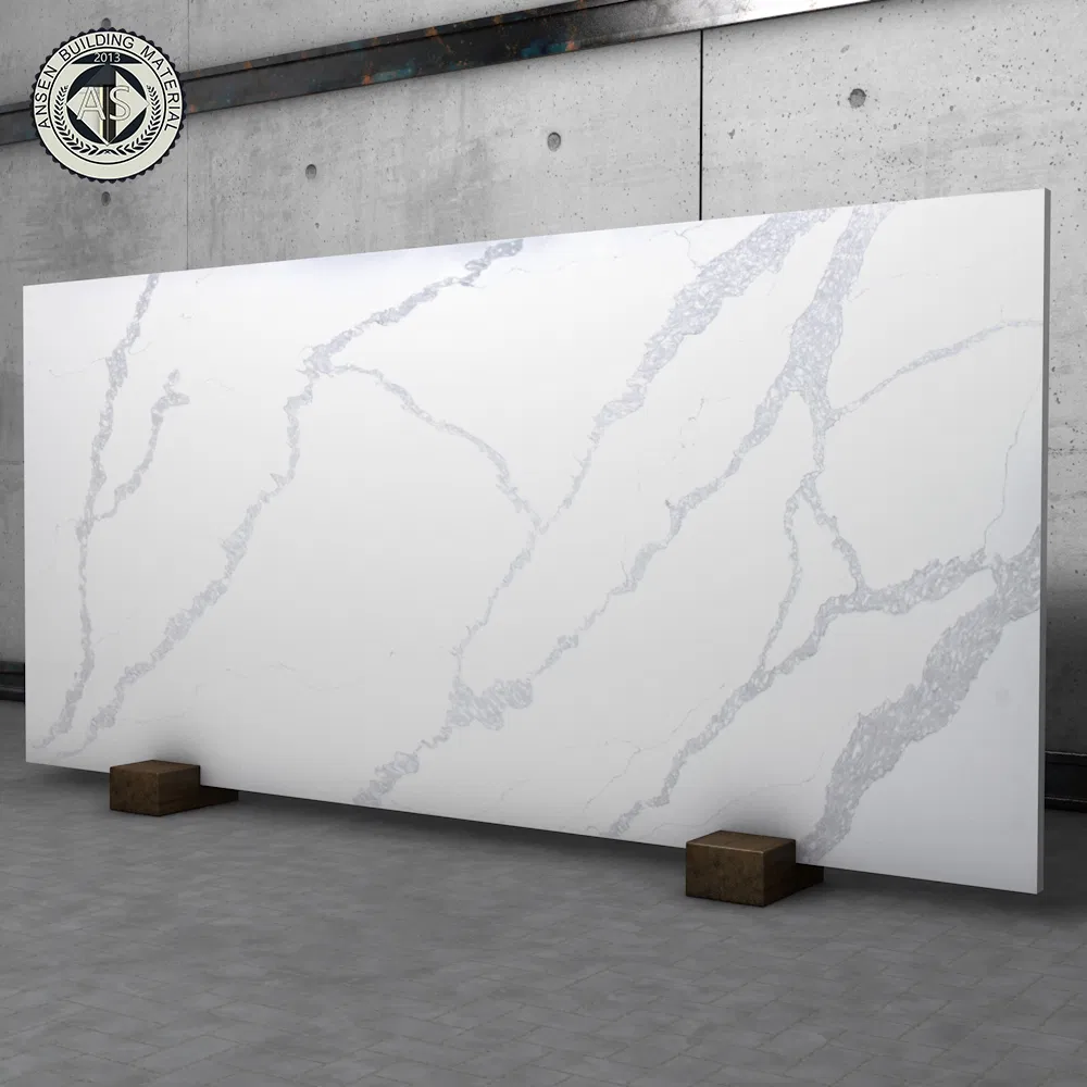 20mm Engineered Artificial Quartz Stone Calacatta White Quartz Stone for Countertop