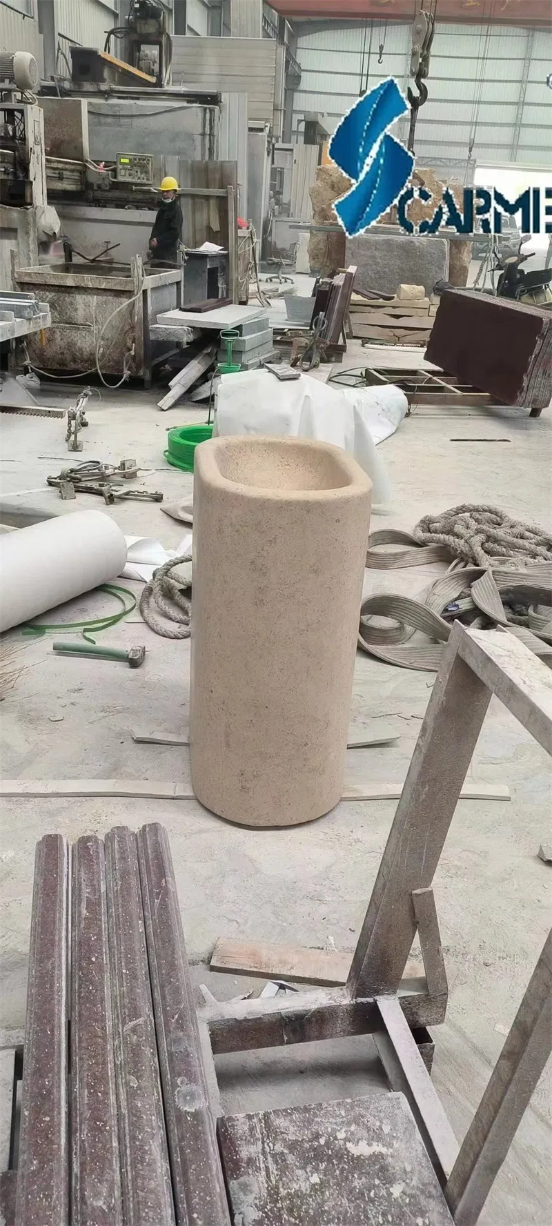 White Beige Limestone Bathtub Stone Block Customized Products