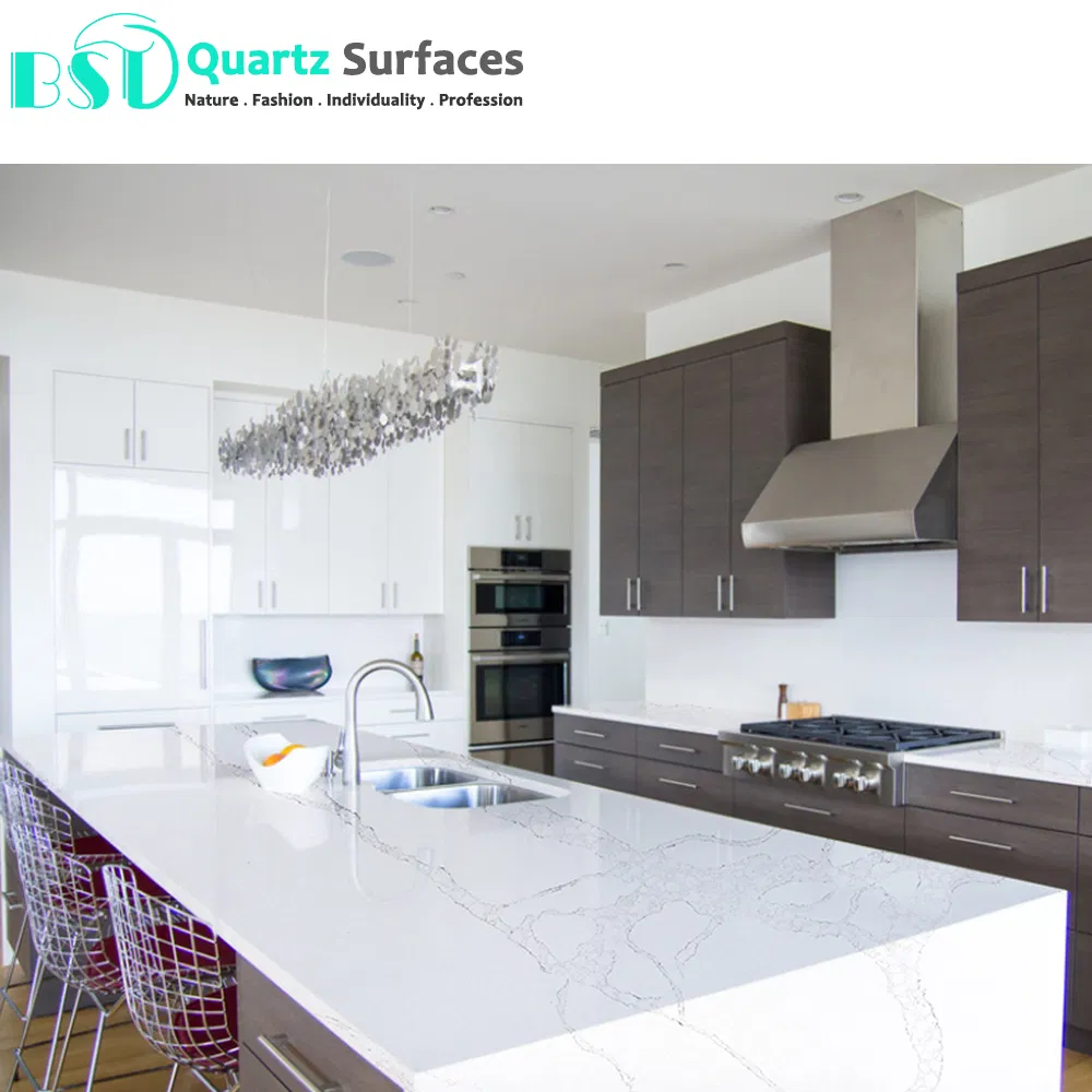 Calacatta White Veined Quartz Stone for Kitchen