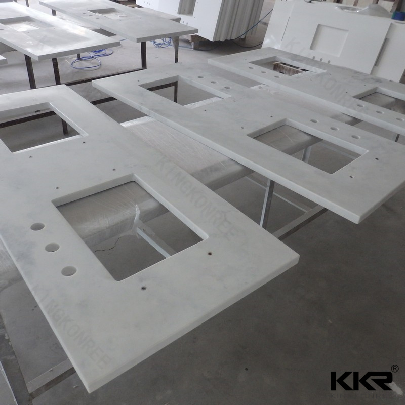 Artificial Stone Marble-Like Solid Surface Stone Bathroom Vanity Top for Hotel Projects