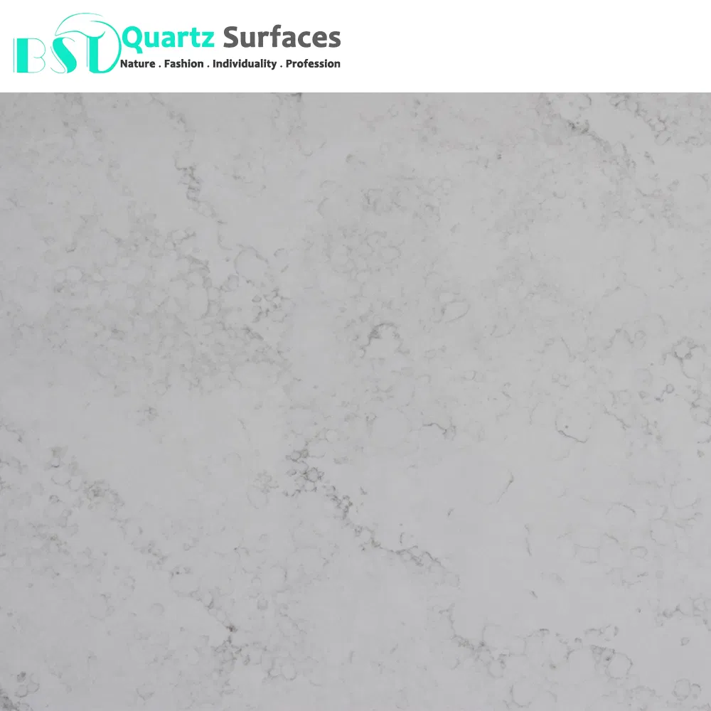 Carrara Marble Veined Quartz Stone with Pure White Body Slabs
