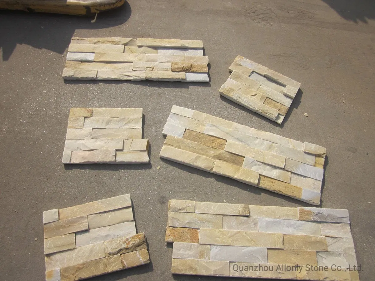 Natural Split Yellow Slate Ledger Stone Panels Stacking Stones for Indoor Outdoor Decoration Wall