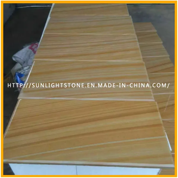 Natural Honed Chinese Yellow Wood Grain Sandstone