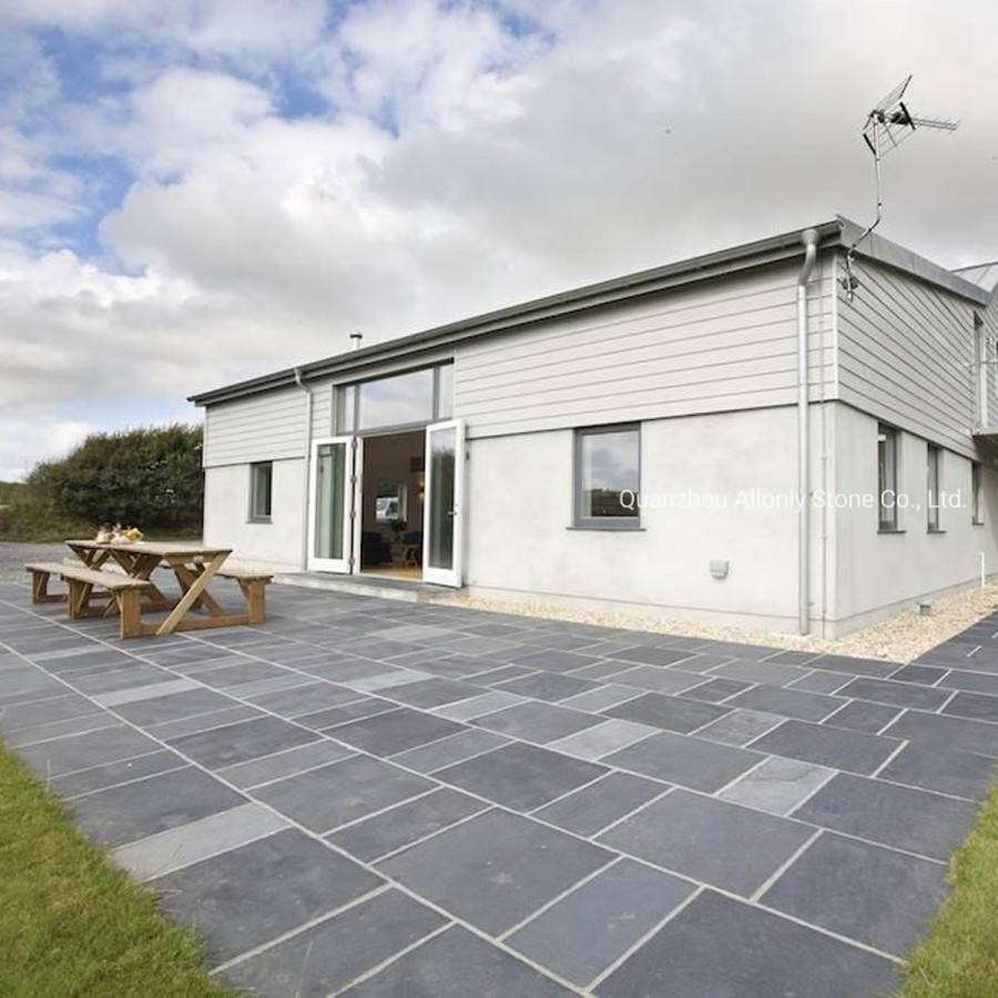 Machina Cut Natural Split Surface Black Slate Flooring Tile for Outdoor Paving Stone