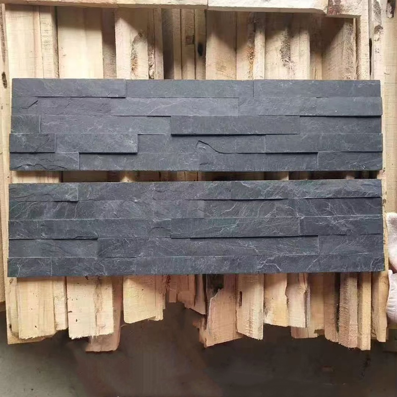 Black Slate Tile Culture Stone Venners Sinotopstone Decoration Stacked Ledge Panel