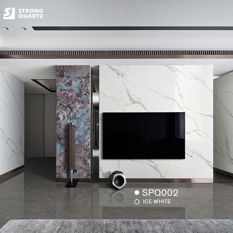 Natural Marble Green Veins 3D Printed Quartz Stone for Countertops of Home/Project