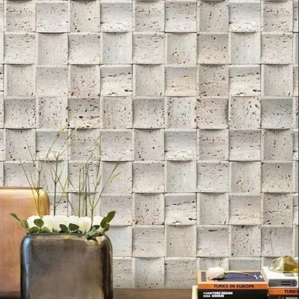 Wall Decor Artificial 3D Mosaic Travertine Stone for Shop Wholesale Outdoor Indoor Fireproof Foldable Soft Tiles High Quality
