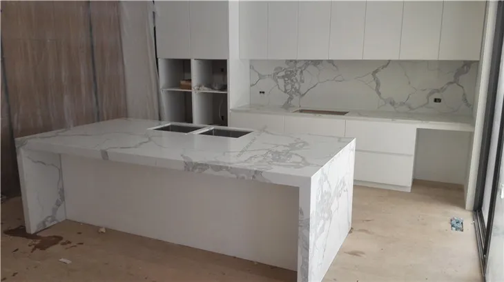 Calacatta White Marble Look Quartz Countertops