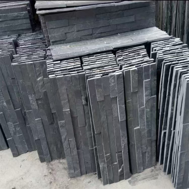 Black Slate Tile Culture Stone Venners Sinotopstone Decoration Stacked Ledge Panel