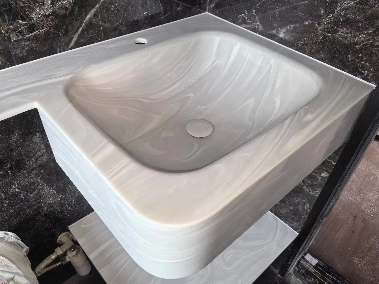 Factory Wholesale Price 24, 36 Inch Double Bowl Artificial Stone Marble Quartz Corian Solid Surface Bathroom Vanity Cabinet Bathroom Vanity Top